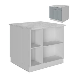 Vicco Isla De Cocina Fame-line, Azul Claro-gris, 90 Cm Con Caj&oacute;n, Sin Encimera, Vicco