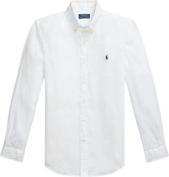 Polo Ralph Lauren Licht Linnen Overhemd voor Zonnige Dagen - Heren - Zakelijke Overhemden - Wit - XL - Linnen - Overhemden