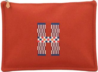 Herm&egrave;s Clutch Wool H Natte Flat Pouch GM 2020-2025 - Arancione