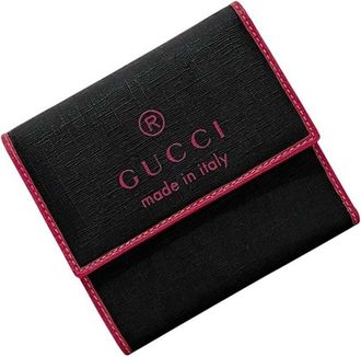 Gucci Black Pink Pvc Leather Wallet (Tri-Fold) (Pre-Owned)