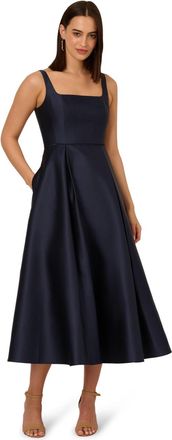 Adrianna Papell Womens Mikado Ankle Dress - Blue - Size 18 UK