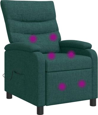 vidaXL Silla De Masajes Reclinable Verde Oscuro Tela Vidaxl