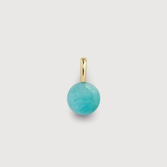 Monica Vinader Gold YG Round Gemstone Pendant Charm Amazonite