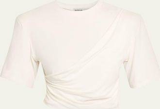 SIMKHAI Rowley Gathered Short-Sleeve Tee