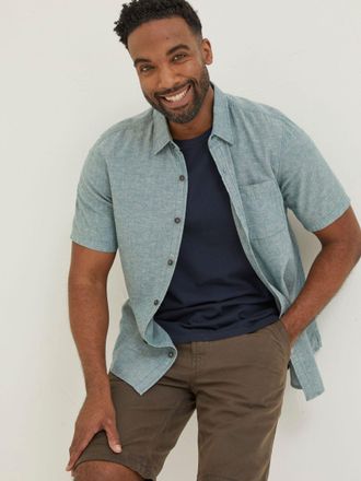 Fat Face FatFace Green Bugle Linen Cotton Shirt