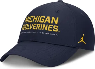 Nike Jordan Mens Michigan On-Field Club Gameday Jordan Brand Dri-FIT College Adjustable Hat in Blue | JC0841SMWN-CDY