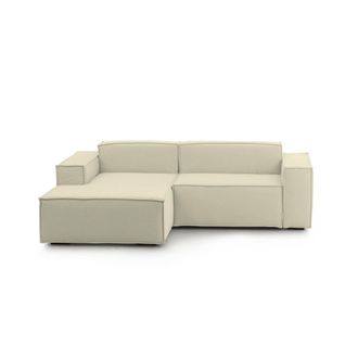 Dmora Sof&aacute; Fijo Dcagnan, Gran Sof&aacute; Modular De 2 Plazas Pen&iacute;nsula Izquierda, 100% Made In Italy, Sof&aacute; Moderno En Tela, Cm 240x170h70, Beige - Dmora
