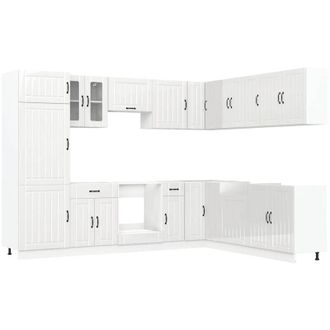 vidaXL Vidaxl - Mueble Cocina Lucca Blanco Brillo 14 Pzas Madera Contrachapada
