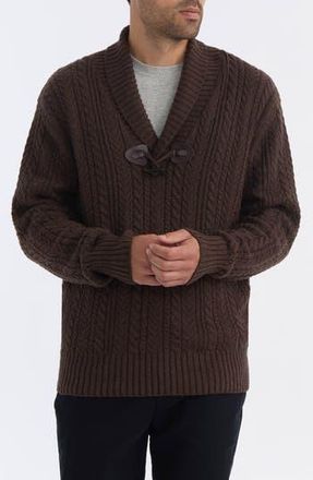 Hunter Shawl Collar Cable Knit Sweater in Brown at Nordstrom Rack, Size Large