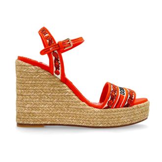 Dolce & Gabbana Wedge Sandals with Majolica Embroidery - female - Dolce & Gabbana - Wedges - Orange - 6 UK - Shoes