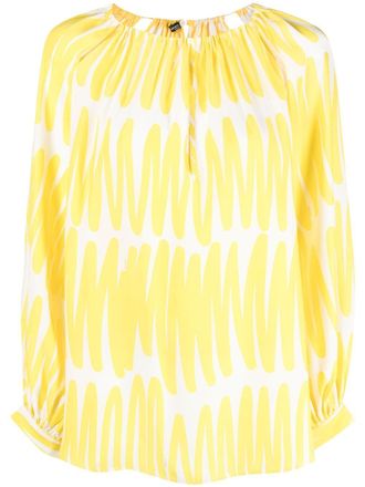 Kiton Blusa con stampa astratta - Giallo
