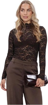 Simple Jeanne Kant Top - Dames - Longsleeves - Bruin - XL - Polyester - Tops