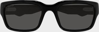 Gucci Men & apos;s Logo Acetate and Nylon Rectangle Sunglasses