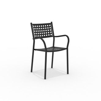 MondoViro Conjunto de 8 sillones de metal negro con reposabrazos 53x53 cm 85h