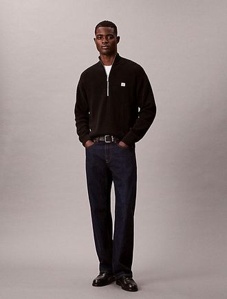 Calvin Klein Trui met kwart rits van wafelkatoen