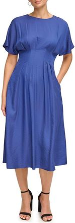 Kensie Short Sleeve Fit & Flare Midi Dress in Navy at Nordstrom Rack, Size 10
