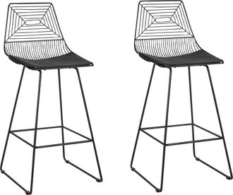 Beliani Beliani - Conjunto De 2 Sillas De Metal Negro Asiento Piel Sint&eacute;tica Bisbee