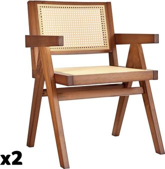 TecTake 2 sillas comedor rat&aacute;n vien&eacute;s, estilo boho, carga 120kg, roble oscuro