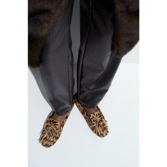 H&M Fringed Loafers in Beige/faux Leopard at Nordstrom, Size 7