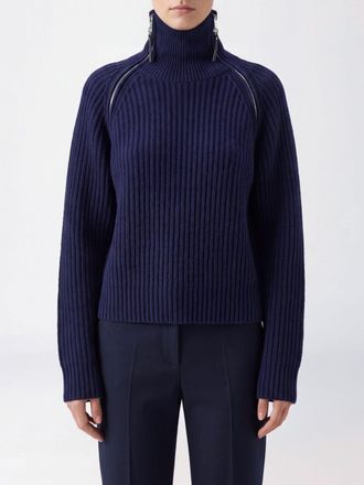 Ganni Zip-Neck Merino Wool Turtleneck Jumper with Dropped Shoulders