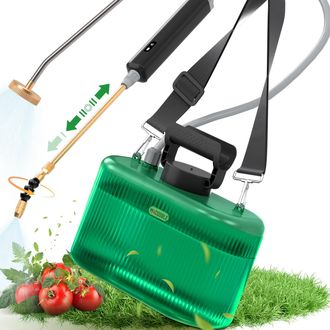OEM Pulverizador El&eacute;ctrico De Jard&iacute;n De 5 Litros Con Lanza Telesc&oacute;pica De Cobre De 2 Modos + Lanza De Ducha De Acero Inoxidable, 2 Boquillas, Manguera De 