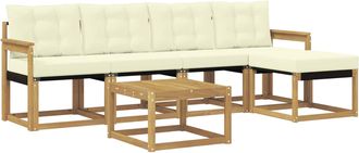 vidaXL Conjunto De Sof&aacute;s De Exterior 6 Uds. Blanco Y Crema Vidaxl