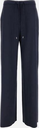 Max Mara Dark Blue Solid Relaxed Fit Pants