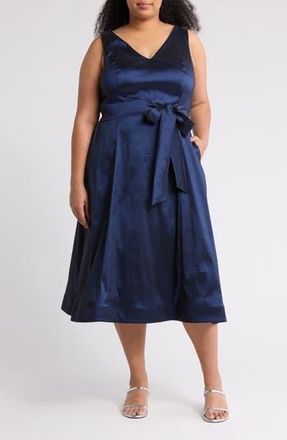 Marina Rossini V-Neck Midi Dress in Navy at Nordstrom Rack, Size 2X