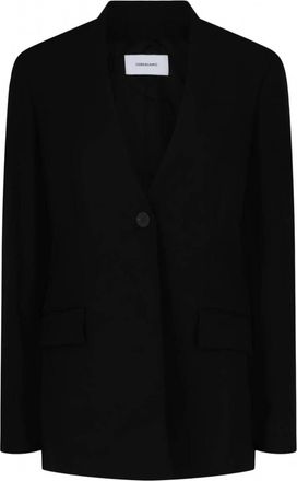 Ferragamo Womens Single-Breasted Wool Blazer In Black