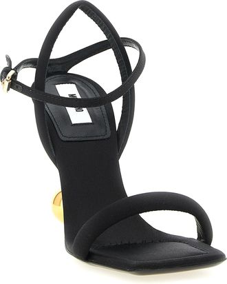 Moschino Womens Sculptural Gold-Ball Heel Black Viscose Silk