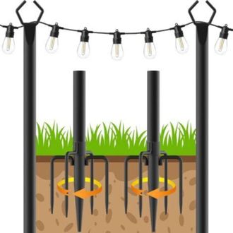OEM Poste De Iluminaci&oacute;n Para Terraza - 2 Paquetes De 3 M Para Uso Exterior. Poste De Iluminaci&oacute;n De Acero Para La Decoraci&oacute;n Exterior Del Jard&iacute;n O Patio 