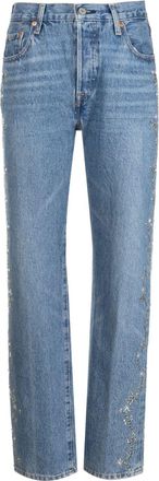 Anna Sui eyelet-embellished cotton tapered jeans - women - Cotton - 25 - Blue