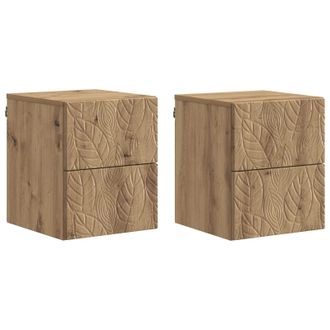 vidaXL Mesita De Noche De Pared 2 Pcs Roble Artesanal Vidaxl
