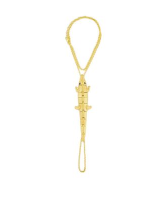 Begum Khan crocodile chain bracelet - women - 24K Gold Plated Bronze/Emerald - One Size