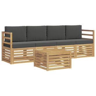 vidaXL Conjunto De Sof&aacute;s De Exterior 5 Pcs Blanco Y Antracita Vidaxl