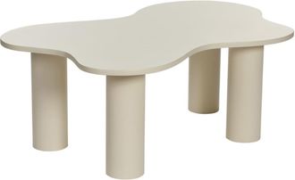 Calicosy Mesa baja con tapa de forma orgánica color crema L110 cm - Blanco