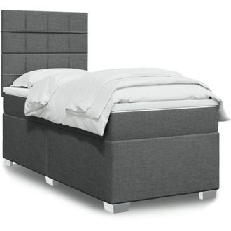 vidaXL Vidaxl - Cama Box Spring Con Colch&oacute;n Tela Gris Oscuro 90x200 Cm
