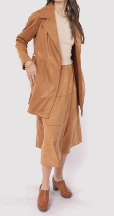 Sadie & Sage Risk Taker Faux Suede Belted Coat In Burnt Brown