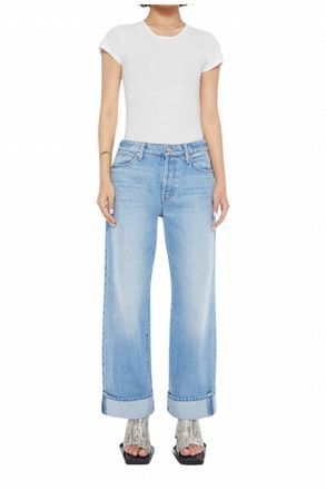 Mother Lil Dodger Button Hover Cuff Jeans In Light Blue