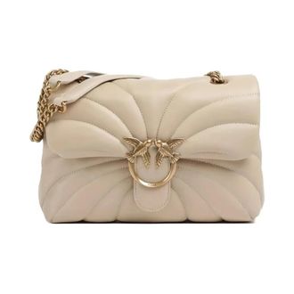Pinko Love Puff Classic Schoudertas - Dames - Schoudertassen - Beige - ONE Size - Leer - Tassen