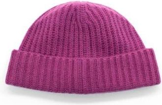 Portolano Cashmere Ribbed Cuffed Beanie in Very Berry at Nordstrom Rack