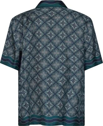 Casablanca Mens Short-Sleeved Silk Shirt Radiating Monogram Multicolour