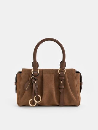Charles & Keith Britton Recycled Suede Top Handle Tote Bag