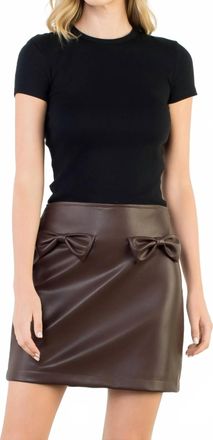THML Clothing Leather Bow Skirt In Wine