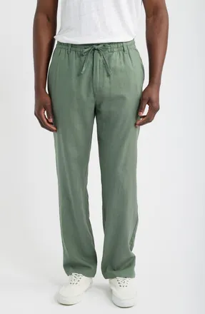 Mack Weldon Straight Leg Linen Blend Drawstring Pants in Cactus at Nordstrom, Size X-Large