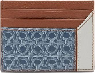 Coccinelle Loreen monogram card holder - women - Grained Calf Leather/Canvas - One Size - Blue