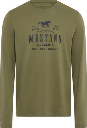 Mustang Langarmshirt MUSTANG Style Adrian, Herren, Gr. L, blau (mineral blau), Obermaterial: 100% Baumwolle, regular fit, Rundhals, Shirts Langarmshirt