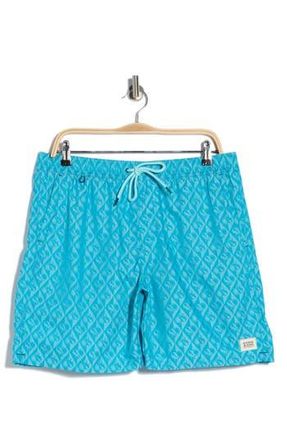 Scotch & Soda Diamond Ampersand Jacquard Swim Trunks in Tahitian Teal at Nordstrom Rack, Size X-Large