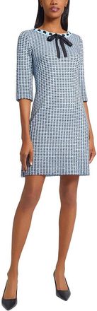 Ming Wang Ming Wang Tweed Knit Sheath Dress with Crochet Ribbon Trim