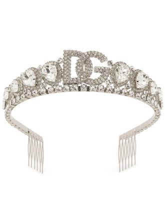 Dolce & Gabbana crystal-embellished tiara headband - women - Brass/glass - One Size - Silver